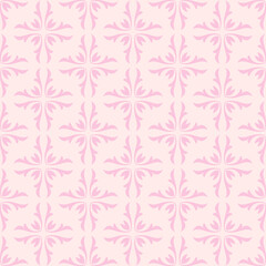 Background pattern with floral ornament on light pink background, wallpaper. Seamless pattern, texture. Vector image