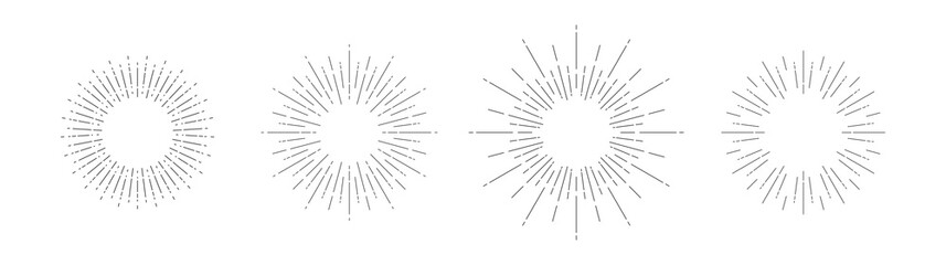 Obraz premium Light rays frames set. Shine burst background. radiant spark.
