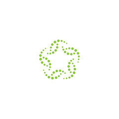 Green energy round logo isolated on white. Circles and dotes abstract shape.