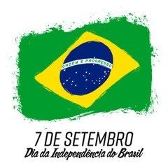 "7 de Setembro Dia da Independência do Brasil" - 7 September Independence Day of Brazil, banner with grunge brush