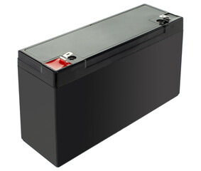 Black, gel 6V battery isolated on white background.