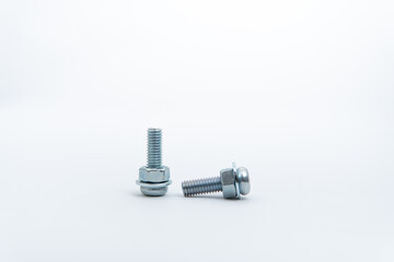 two screws isolated on white background