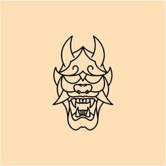 Japanese Demon Oni Mask Logo Design