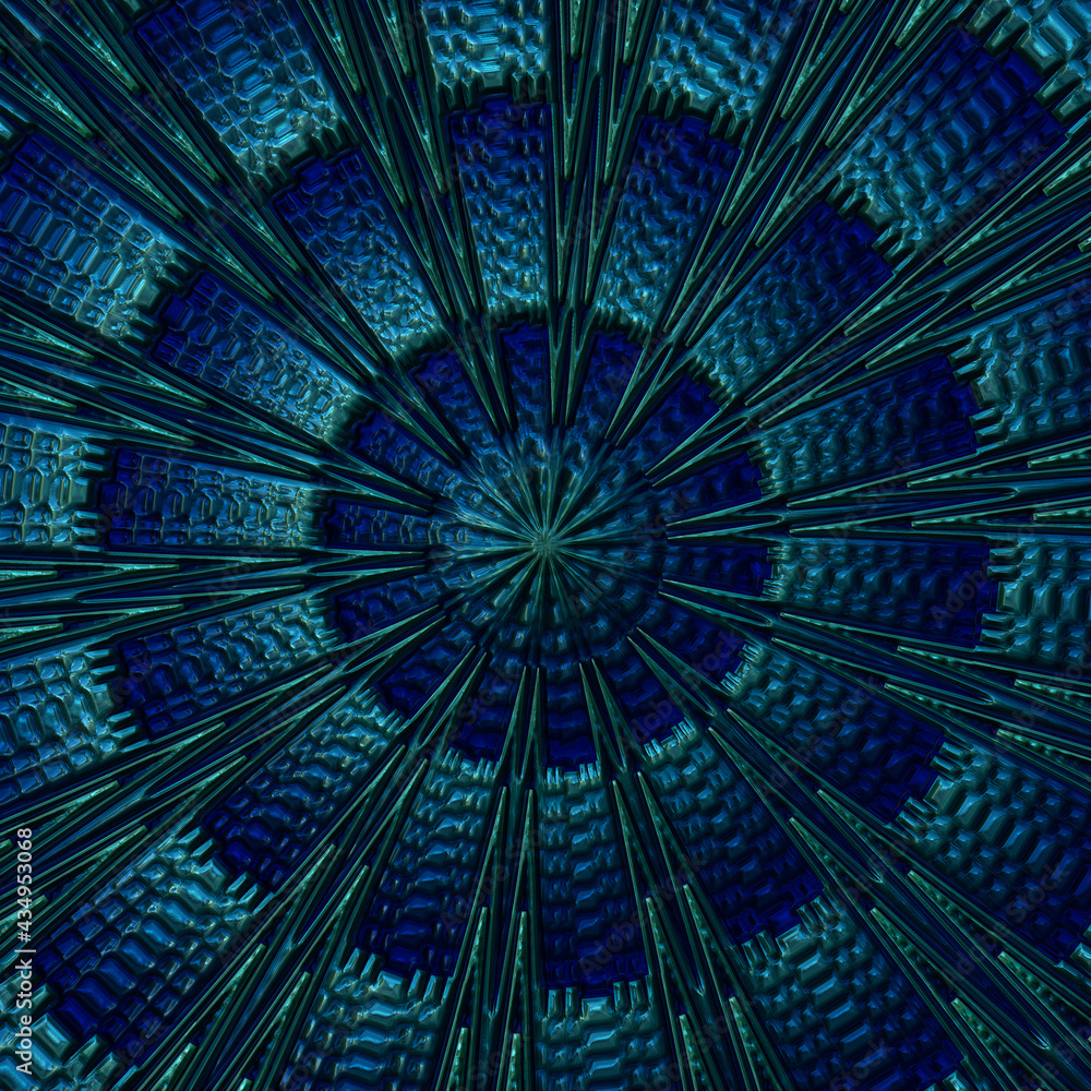 Sticker 3d effect - abstract blue polygonal fractal pattern