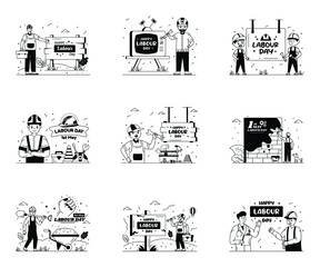 Pack of Workers Day Illustrations 

