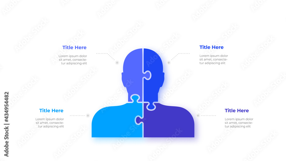 Aufkleber infographic silhouette puzzle design template. modern vector illustration. concept of 4 steps or opt