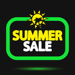 Summer Sale, poster design template, discount banner, vector illustration