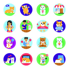 Cat Day Flat Icons Pack

