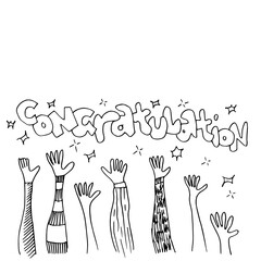 Applause hand draw on white background with congratulation text.vector illustration.