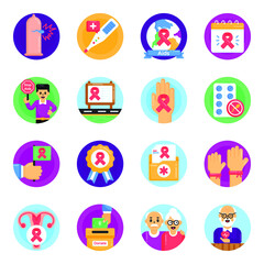Fototapeta premium Aids and Aging Awareness Day Icons