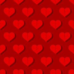 Seamless background with broken hearts in red tons. - 434955615