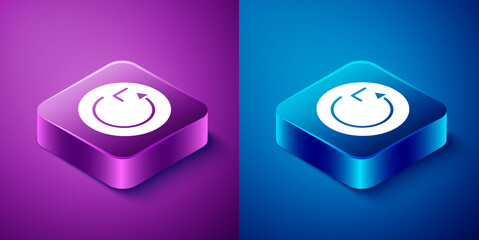Isometric Radius icon isolated on blue and purple background. Square button. Vector