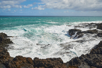 Fototapeta na wymiar View of Atlantic sea from coastline
