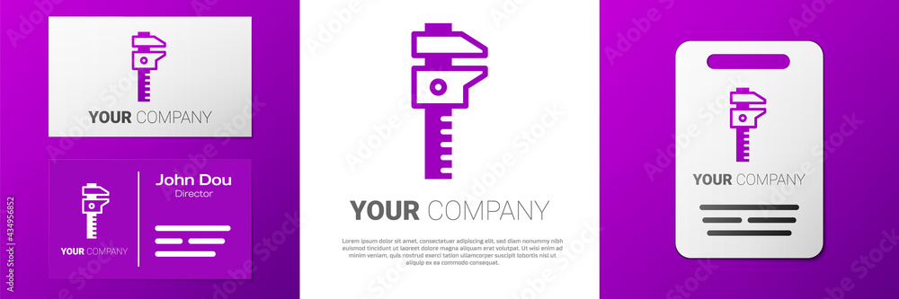 Poster logotype calliper or caliper and scale icon isolated on white background. precision measuring tools.