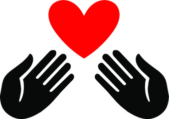 Hands with heart Health insurance concept of forgiveness or praise gesture silhouette flat style trend modern medicine logotype graphic sketch art design