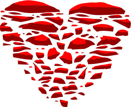 Pool of blood in the shape of a heart template for Valentine's day