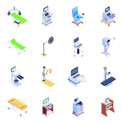 Pack of Medical Accessories Isometric Icons 

