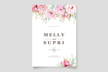 wedding card set with watercolor floral 