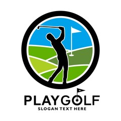 golf play logo design vector