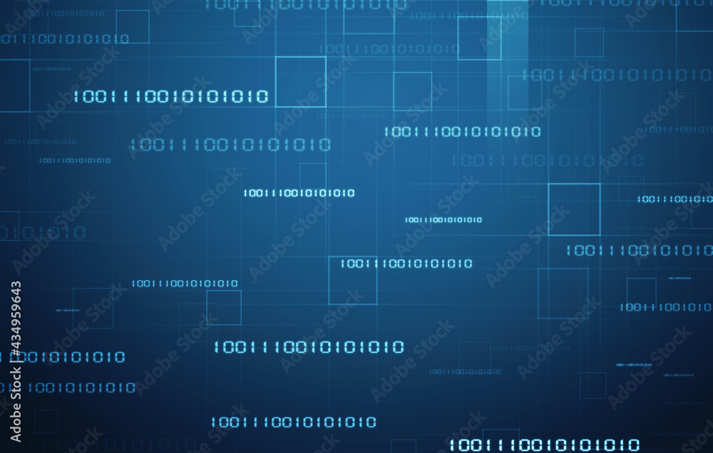 Poster 2d illustration abstract digital binary data on computer screen