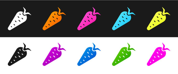 Set Carrot icon isolated on black and white background. Vector