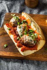 Homemade Cheesy Meatball Sub Sandwich