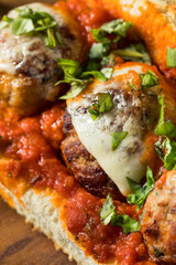 Homemade Cheesy Meatball Sub Sandwich