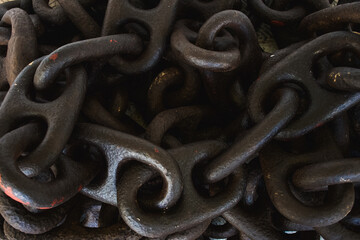 Close up de cadenas de barco antiguo
