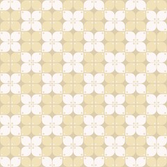 Vector Indonesian batik Kawung geometric flower shape seamless pattern cream gold color background. Use for fabric, textile, interior decoration elements, wrapping.