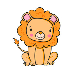 Obraz premium Baby Lion Cartoon Illustration Vector