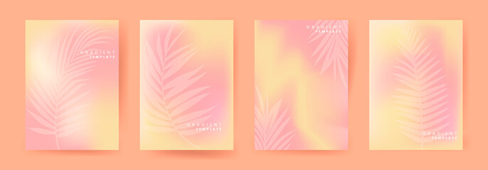 Delicate summer background with palm leaves set