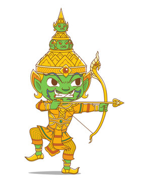 Cartoon character of Tossakan, king of giant character in Thailand's Rammakian epic.