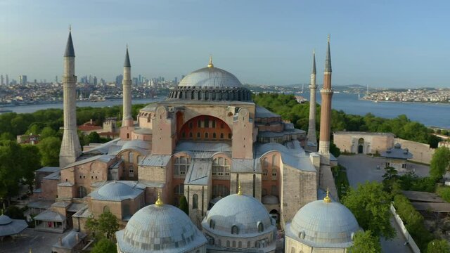 Aerial view of Hagia Sophia in Istanbul Turkey