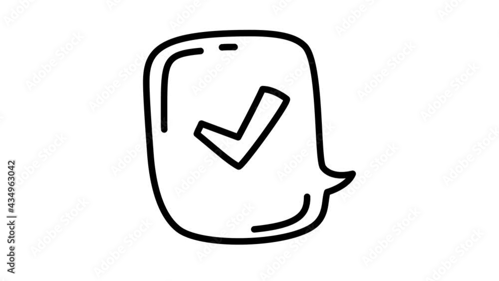Poster speech bubble check line icon animation motion graphics 4k video motion illustration sign. outline d