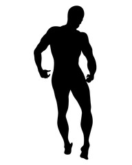 Fototapeta premium Young athlete is doing gymnastic exercises. Isolated silhouettes on white background