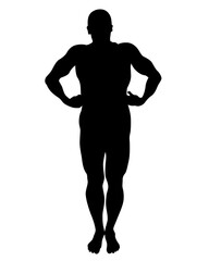 Young athlete is doing gymnastic exercises. Isolated silhouettes on white background