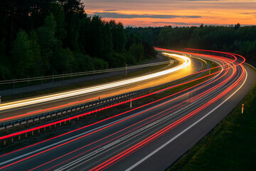 abstract red car lights at night. long exposure