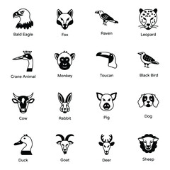 Obraz premium Pack of Animal Solid Icons