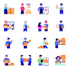 Pack of Delivery Services Flat Icons 

