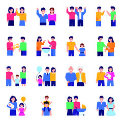 Pack of Family Flat Characters 

