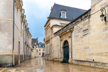 Dijon, beautiful city in Burgundy, old buildings in the center 
