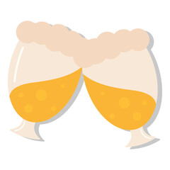 Isoalted beer glasses with foam Vector illustration