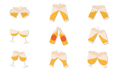 Isolated set of beer icons Vector illustration