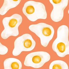 Seamless pattern with eggs on a orange background