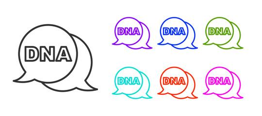 Black line DNA symbol icon isolated on white background. Set icons colorful. Vector