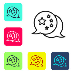 Black line China flag icon isolated on white background. Set icons in color square buttons. Vector