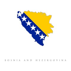 Vector illustration of Bosnia and Herzegovina flag map. Vector map. Bosnia and Herzegovina flag map background. The flag of the country in the form of borders. Stock vector illustration