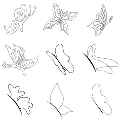 9 Butterflies Collection vector; Flat Butterflies illustration