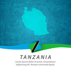 Tanzania flag with map