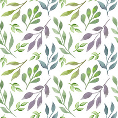seamless pattern delicate leaves on a white background